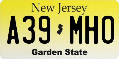NJ license plate A39MHO