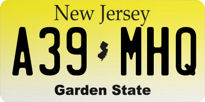 NJ license plate A39MHQ