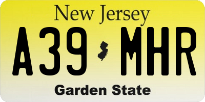NJ license plate A39MHR
