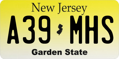 NJ license plate A39MHS