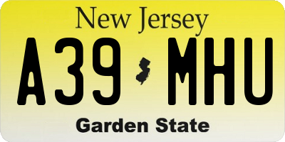 NJ license plate A39MHU