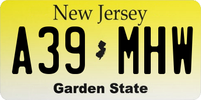 NJ license plate A39MHW