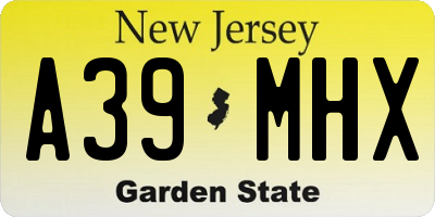 NJ license plate A39MHX