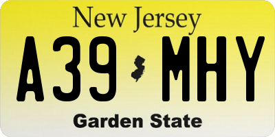 NJ license plate A39MHY