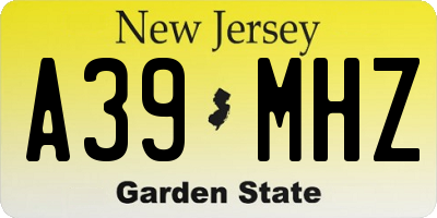 NJ license plate A39MHZ