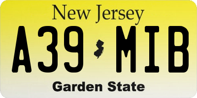 NJ license plate A39MIB