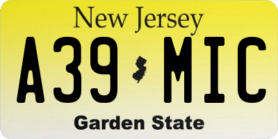 NJ license plate A39MIC