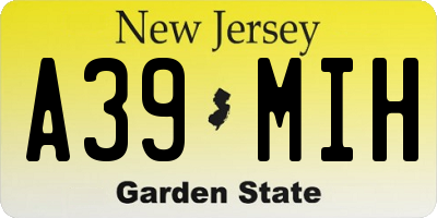 NJ license plate A39MIH