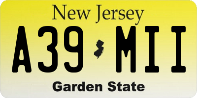 NJ license plate A39MII