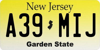 NJ license plate A39MIJ
