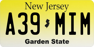 NJ license plate A39MIM