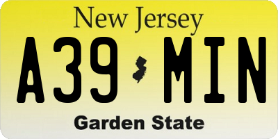 NJ license plate A39MIN