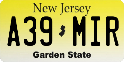 NJ license plate A39MIR