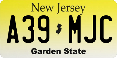 NJ license plate A39MJC