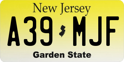 NJ license plate A39MJF