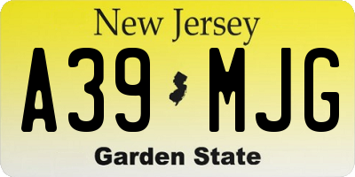 NJ license plate A39MJG