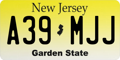 NJ license plate A39MJJ