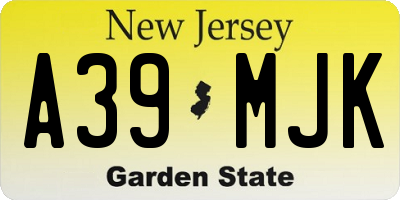 NJ license plate A39MJK