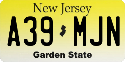 NJ license plate A39MJN