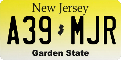 NJ license plate A39MJR