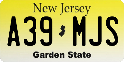 NJ license plate A39MJS
