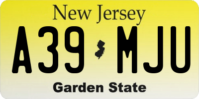 NJ license plate A39MJU