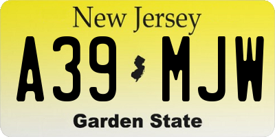NJ license plate A39MJW