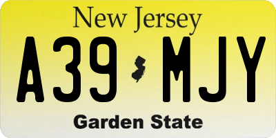 NJ license plate A39MJY