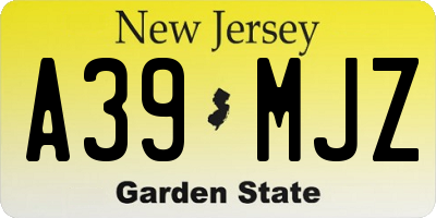 NJ license plate A39MJZ
