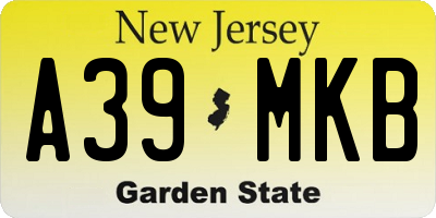 NJ license plate A39MKB