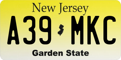 NJ license plate A39MKC