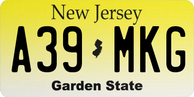 NJ license plate A39MKG