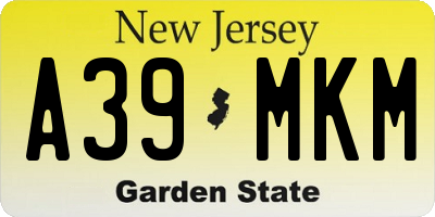 NJ license plate A39MKM