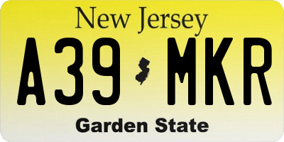 NJ license plate A39MKR