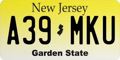 NJ license plate A39MKU