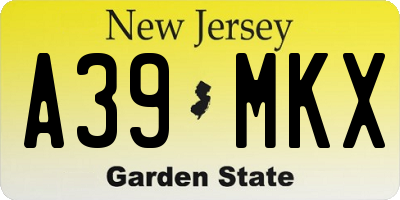 NJ license plate A39MKX
