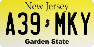 NJ license plate A39MKY