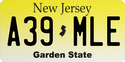 NJ license plate A39MLE