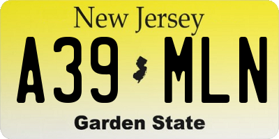 NJ license plate A39MLN