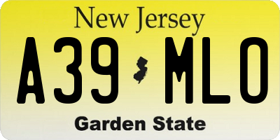 NJ license plate A39MLO