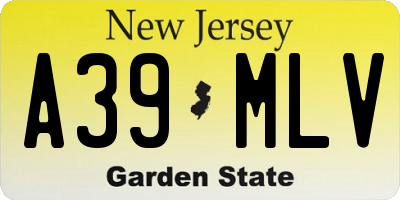 NJ license plate A39MLV