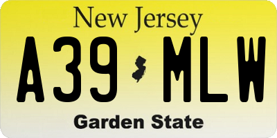NJ license plate A39MLW