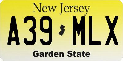 NJ license plate A39MLX