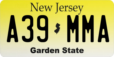 NJ license plate A39MMA