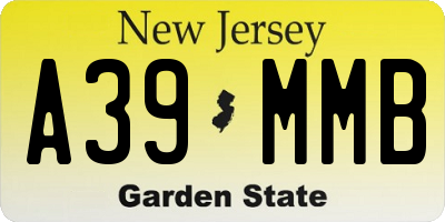 NJ license plate A39MMB