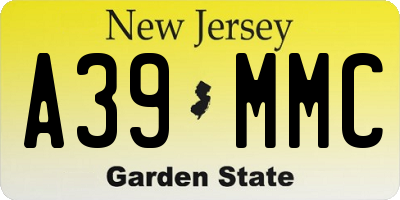 NJ license plate A39MMC
