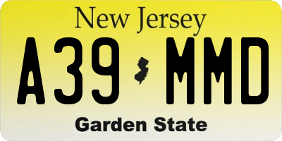 NJ license plate A39MMD