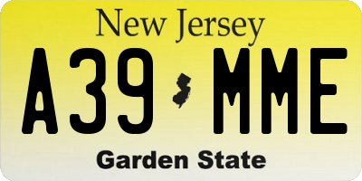 NJ license plate A39MME