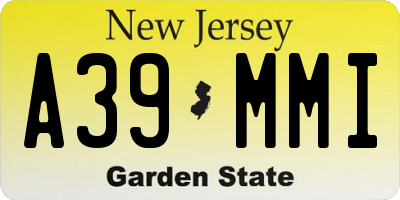 NJ license plate A39MMI