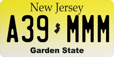 NJ license plate A39MMM